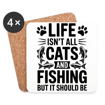 Pêche Dire Chat Pêche Drôle Pêcheur Cadeau - Dessous de verre (lot de 4) - blanc - Devant