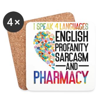 Technicien en pharmacie - Dessous de verre (lot de 4) - blanc - Devant