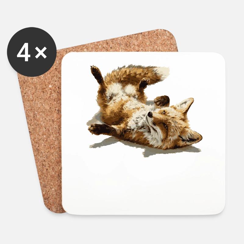 Süßer entspannter Fuchs – Verspieltes Wald-Tier - Untersetzer (4er-Set) - Weiß