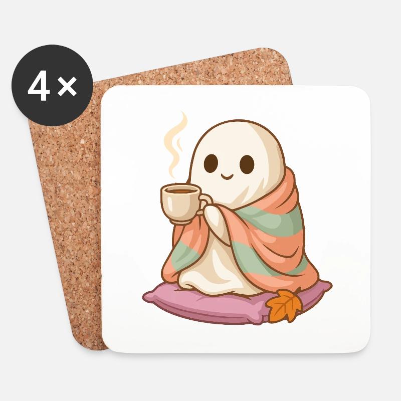 Süßes Cozy Geist Halloween Design - Untersetzer (4er-Set) - Weiß