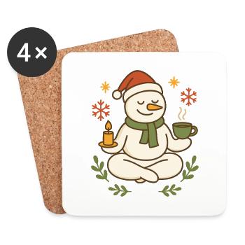Snowman Meditation Tea Christmas - Coasters (set of 4) - white - Front