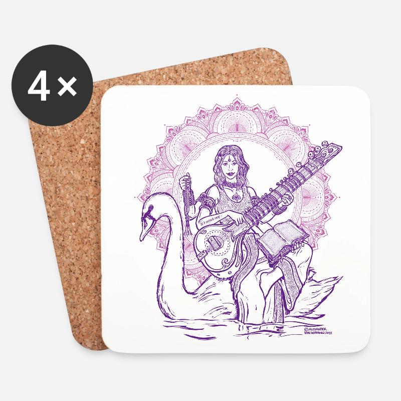 Saraswati - Untersetzer (4er-Set) - Weiß