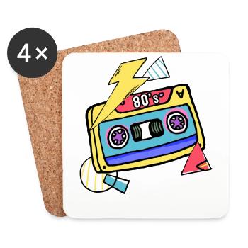Cassette Music 80s Gift Pop Style - Coasters (set of 4) - white - Front
