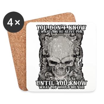 Tattoo Tätowiert Totenkopf Tod Biker Geschenk Idee - Untersetzer (4er-Set) - Weiß - Vorne