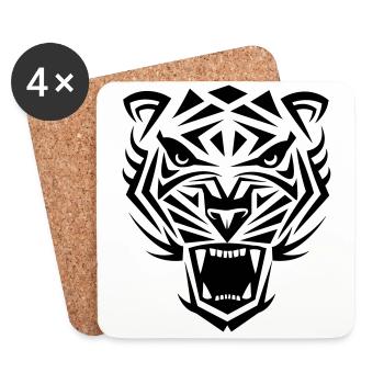 Tiger Tribal Wild Cat Cool humeur - Dessous de verre (lot de 4) - blanc - Devant