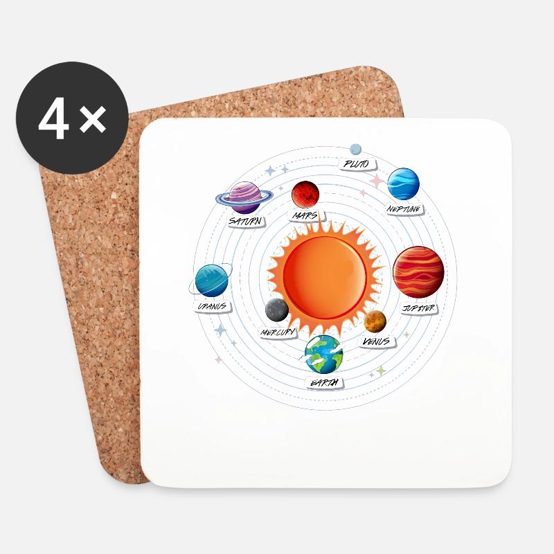 Sonnensystem Planeten Astronomie Geschenk - Untersetzer (4er-Set) - Weiß