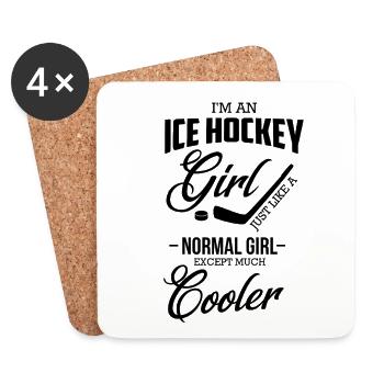 Ice Hockey Girl Cooler als normales Girl Hockey - Untersetzer (4er-Set) - Weiß - Vorne