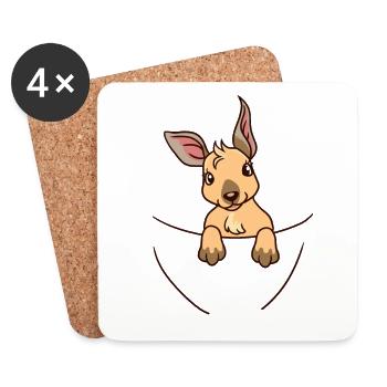 kangaroo animaux fantaisie enfants animaux sauvages doux - Dessous de verre (lot de 4) - blanc - Devant