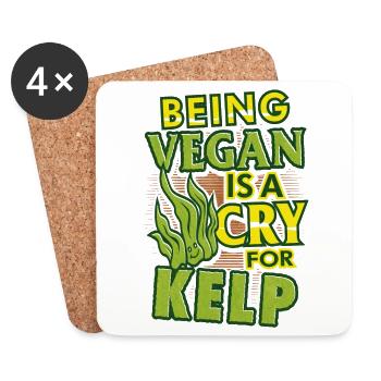 Veganism Humor Being Vegan is a Cry for Kelp - Coasters (set of 4) - white - Front