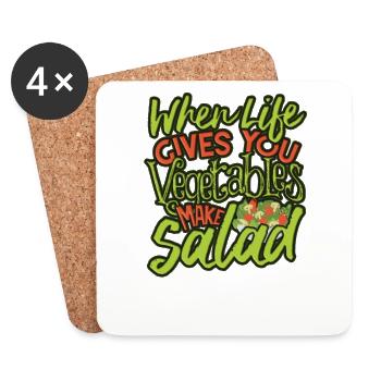 Vegan Salad Lover When Life Gives You Vegetables - Coasters (set of 4) - white - Front