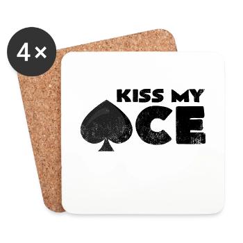 Embrasser mon as | Ace of Spades Pun Poker ACE Gift - Dessous de verre (lot de 4) - blanc - Devant