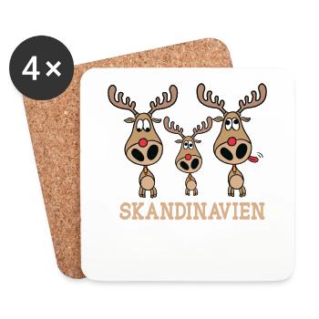 Scandinavia Norway Sweden Moose Reindeer - Coasters (set of 4) - white - Front