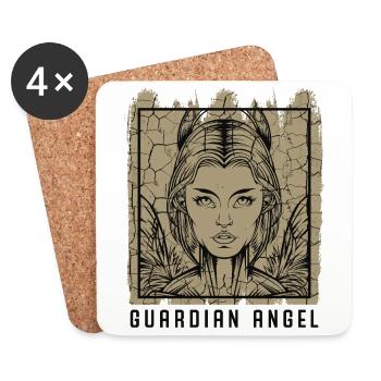 Ange gardien Chérubin Messager Messager Don de Dieu - Dessous de verre (lot de 4) - blanc - Devant