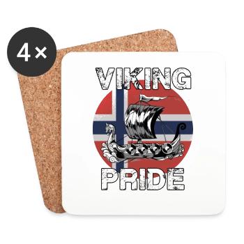 Viking Pride Norway Norwegian Boat - Coasters (set of 4) - white - Front