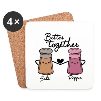 Better Together Salt Pepper Heart Spice Gift - Coasters (set of 4) - white - Front