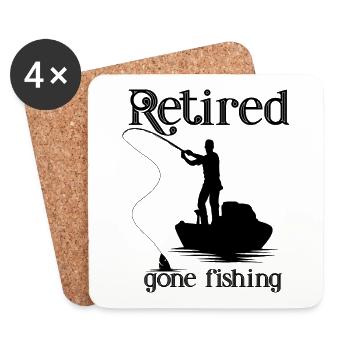 Retraité parti à la pêche - Dessous de verre (lot de 4) - blanc - Devant