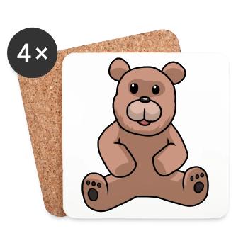 Teddy Ours en peluche Enfants Toddler Ours brun Bébé - Dessous de verre (lot de 4) - blanc - Devant