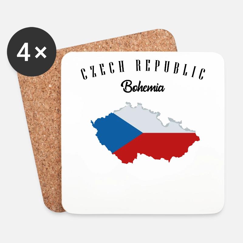 Cool Tschechien Bohemia Länderumriss Geschenkidee - Untersetzer (4er-Set) - Weiß