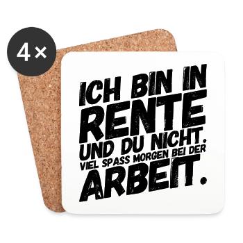 Rentner Rentnerin Lustige Sprüche Arbeit - Untersetzer (4er-Set) - Weiß - Vorne