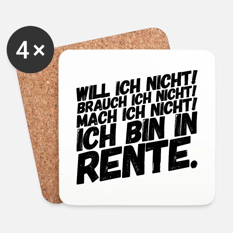 Rentner Rentnerin Lustige Sprüche Will Nicht - Untersetzer (4er-Set) - Weiß