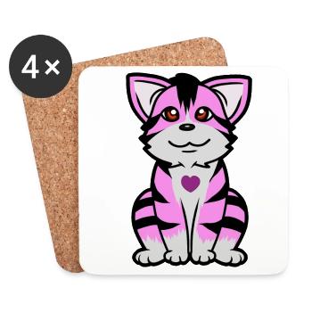 Cat Cats Pets - Coasters (set of 4) - white - Front