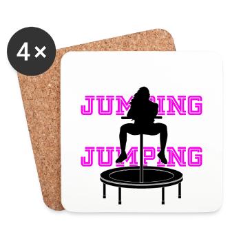 Jumping Trampoline Fitness Workout Trend Sport - Coasters (set of 4) - white - Front