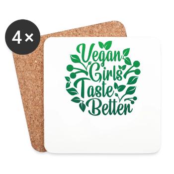 Vous goûtez mieux cadeau je drôle feuilles végétaliennes graphique - Dessous de verre (lot de 4) - blanc - Devant