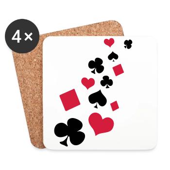 Spielkarten Rot Schwarz - Untersetzer (4er-Set) - Weiß - Vorne