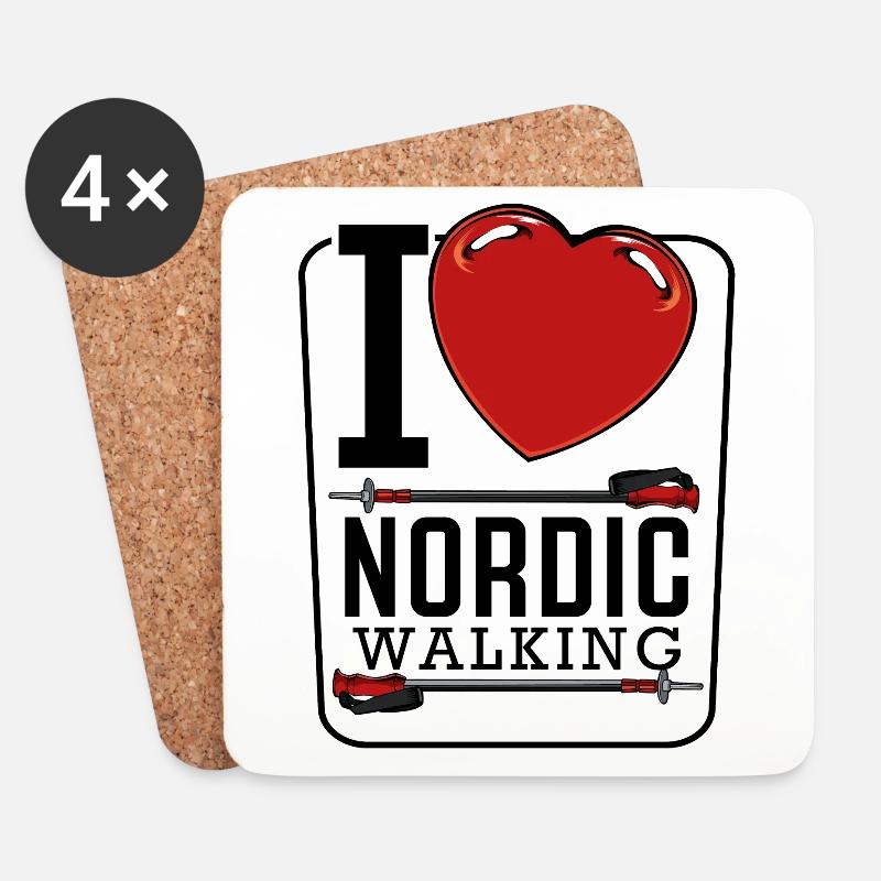 Nordic Walking - Untersetzer (4er-Set) - Weiß