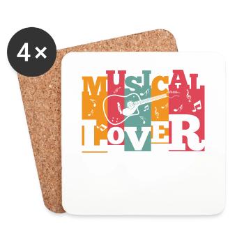 Musical Lover - Dessous de verre (lot de 4) - blanc - Devant
