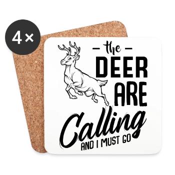 Chasse au cerf Dictons rigolos Idée cadeau Chasseur cool - Dessous de verre (lot de 4) - blanc - Devant
