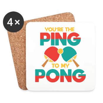 Tischtennis Ping Pong Tischtennisball Geschenk - Untersetzer (4er-Set) - Weiß - Vorne