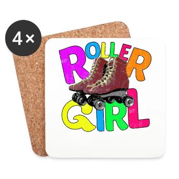 "Roller Girl" roller skate girl - Coasters (set of 4) - white - Front