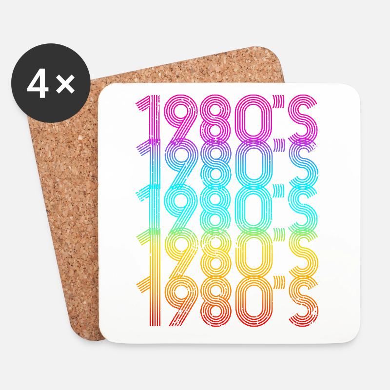 1980'er 80er Jahre - Untersetzer (4er-Set) - Weiß