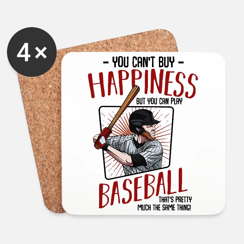 Baseball - Untersetzer (4er-Set) - Weiß