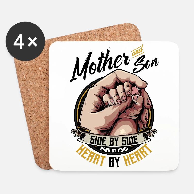 Mutter und Sohn - Untersetzer (4er-Set) - Weiß