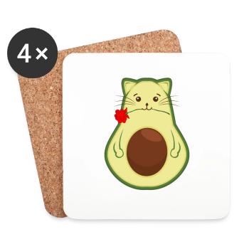 Avogato Drôle d’avocat Guacamole Ronronner Faveur Rose - Dessous de verre (lot de 4) - blanc - Devant