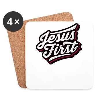 Jesus First Pray Beten Gott Glauben Religion - Untersetzer (4er-Set) - Weiß - Vorne