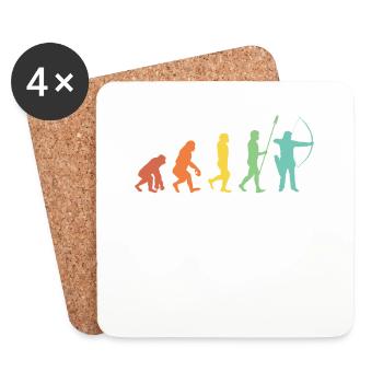 Evolution Bogenschießen Bogenschütze Pfeil Bogen - Untersetzer (4er-Set) - Weiß - Vorne