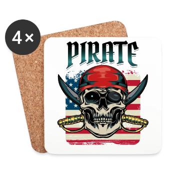 Pirate Flag Pirate Skull Saber Pirate Gift - Coasters (set of 4) - white - Front