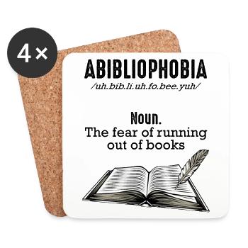 Abibliophobia Bücher Lesen Spruch Leser Geschenk - Untersetzer (4er-Set) - Weiß - Vorne