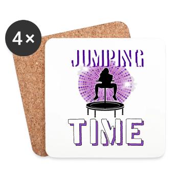 Jumping Time Jumpen Trampolin Sport Geschenk - Untersetzer (4er-Set) - Weiß - Vorne