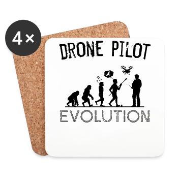 Drone Pilot Evolution Silhouette Drohnen Geschenk - Untersetzer (4er-Set) - Weiß - Vorne