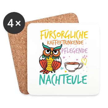 Fürsorgliche Pflegende Kaffeetrinkende Nachteule - Untersetzer (4er-Set) - Weiß - Vorne