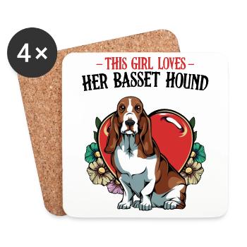 Cette fille aime son cadeau de dire Basset Hound - Dessous de verre (lot de 4) - blanc - Devant