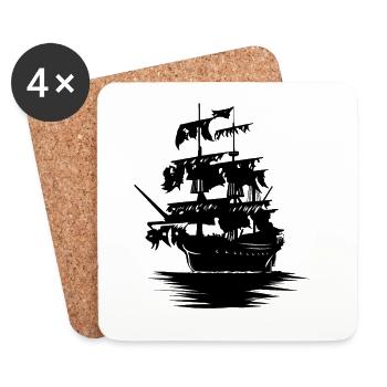 Pirate ship Pirates Maritime Sailing Ship Ahoy - Coasters (set of 4) - white - Front