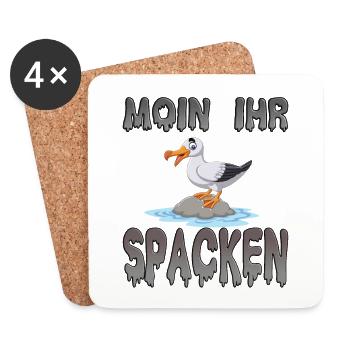 Moin Ihr Spacken - Möwe Geschenk - Untersetzer (4er-Set) - Weiß - Vorne