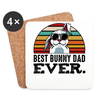Best Bunny Dad Ever Cool rabbit gift - Coasters (set of 4) - white - Front