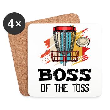 Cadeau rétro de Frisbee de Boss Of The Toss Disc Golf - Dessous de verre (lot de 4) - blanc - Devant