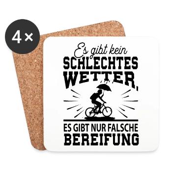 Fahrrad Fahren - Untersetzer (4er-Set) - Weiß - Vorne